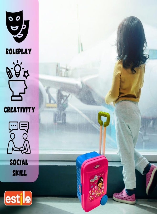 إستلو مجموعة مكياج إستيلو بيوتي للدمى، طقم مستحضرات تجميل 3 في 1، طاولة زينة محمولة، مجموعة لعب تمثيلية مع ملحقات مكياج للأطفال، بلاستيك (وردي)، 21 قطعة - Image 5